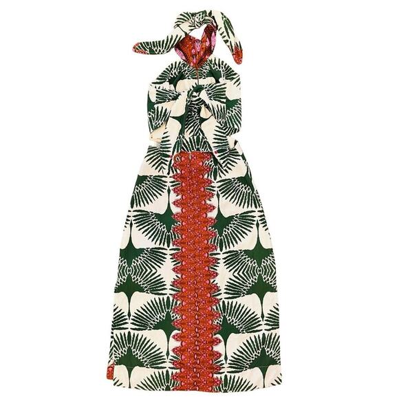 NWT Relicario Horus Tie Back Halter Midi Dress Small Resortwear Vacation Beach - Picture 4 of 13